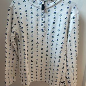 The Beaufort Bonnet Company Cream Hoodie with Blue & Green Floral Print
